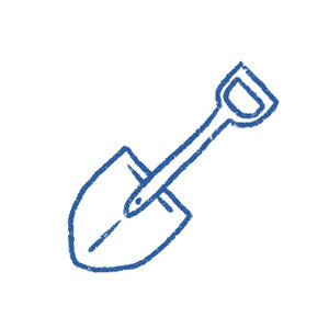Spade als symbool voor zware, arme of verdichte grond