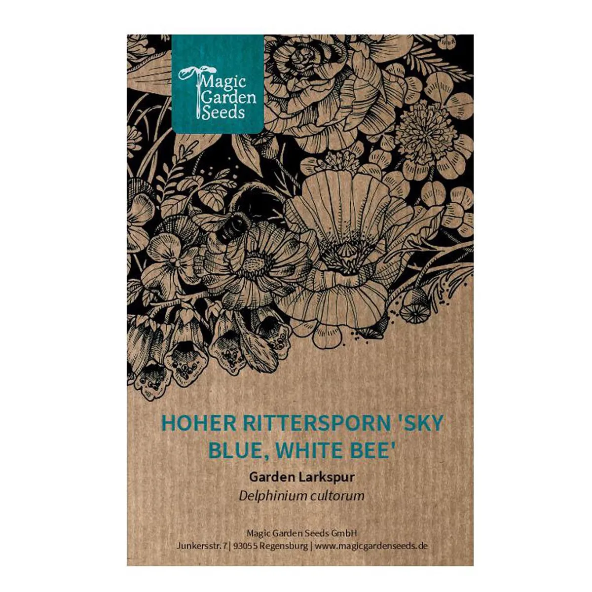 Pazifischer Hoher Rittersporn 'Magic Fountains-Sky Blue, White Bee' (Delphinium cultorum) Samen