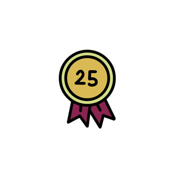 Medaille met het getal 25 als symbool voor meer dan 25 jaar ervaring